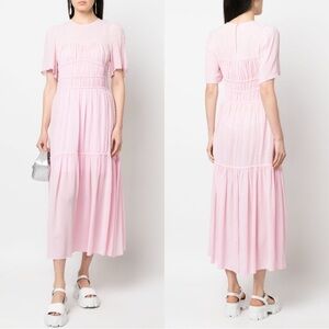 NEW BAUM UND PFERDGARTEN Anissa Short Sleeve Midi Dress Light Pink Blush